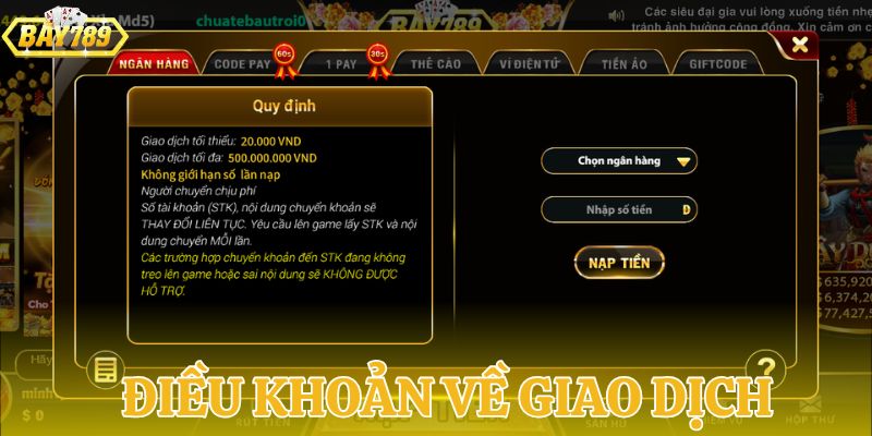 Điều khoản điều kiện về giao dịch thanh toán