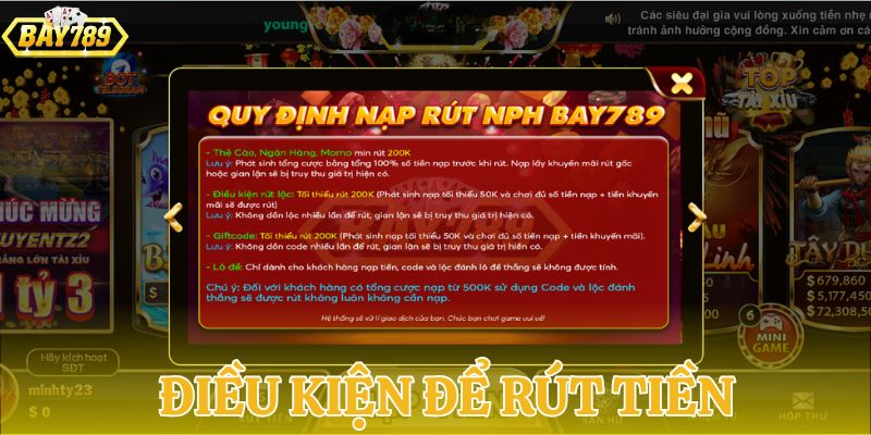 Tổng hợp các điều quan trọng trong quy trình rút tiền BAY789