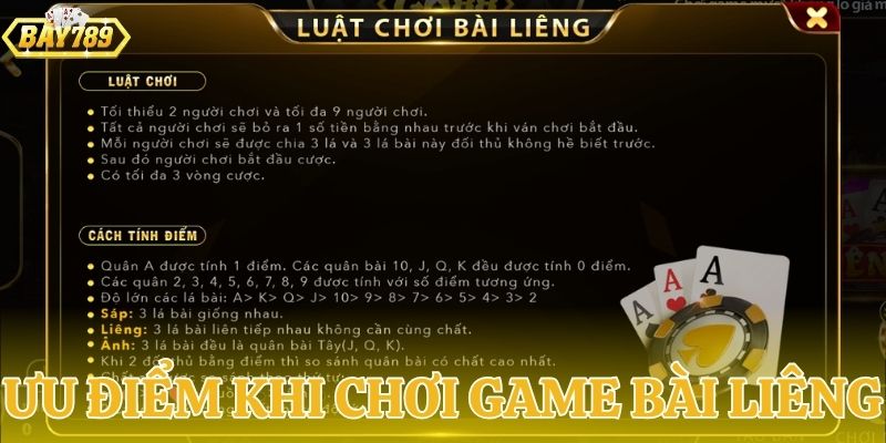 Tổng hợp các ưu điểm của game bài liêng BAY789 thu hút