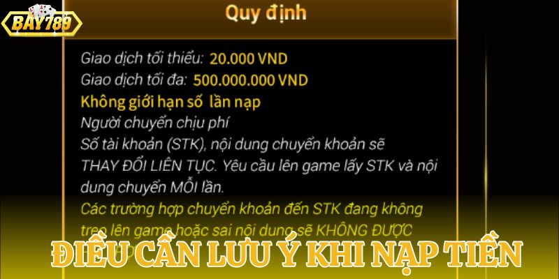 Tổng hợp những điều cần biết khi nạp tiền BAY789
